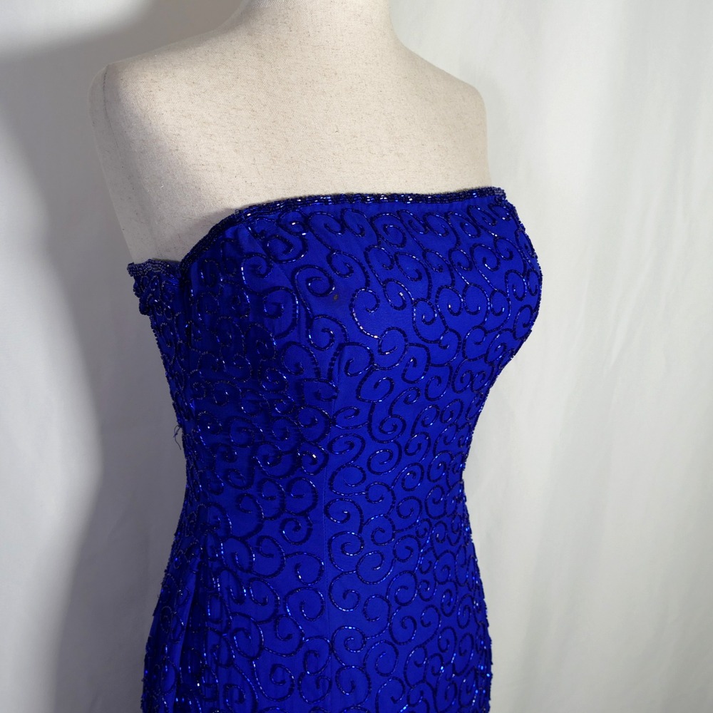 VTG Cache Y2K Fairy Grunge Whimsigoth Silk Maxi Dress Size M Beaded Strapless